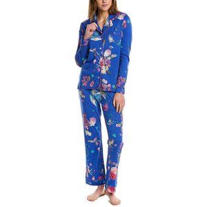 Johnny Was Revive 2 Piece Long Pajama Blue Floral Pj Set Home Loungewear XXL NEW
